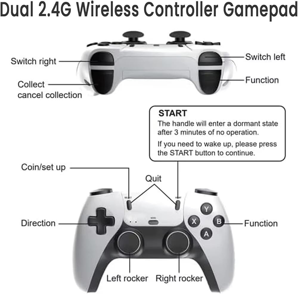 4K TV Game Stick 64GB Retro Game Console with 2 Wireless Controllers S92571