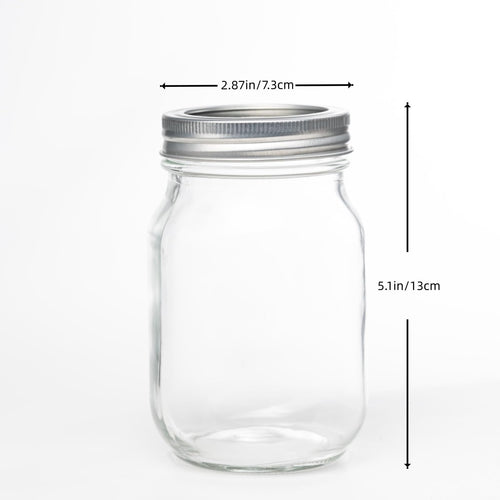 12 Pcs 16oz Regular Mouth Glass Mason Jars with Lids and Rings W12256
