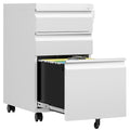 3 Drawer White Metal Mobile File Cabinet with Lock O854