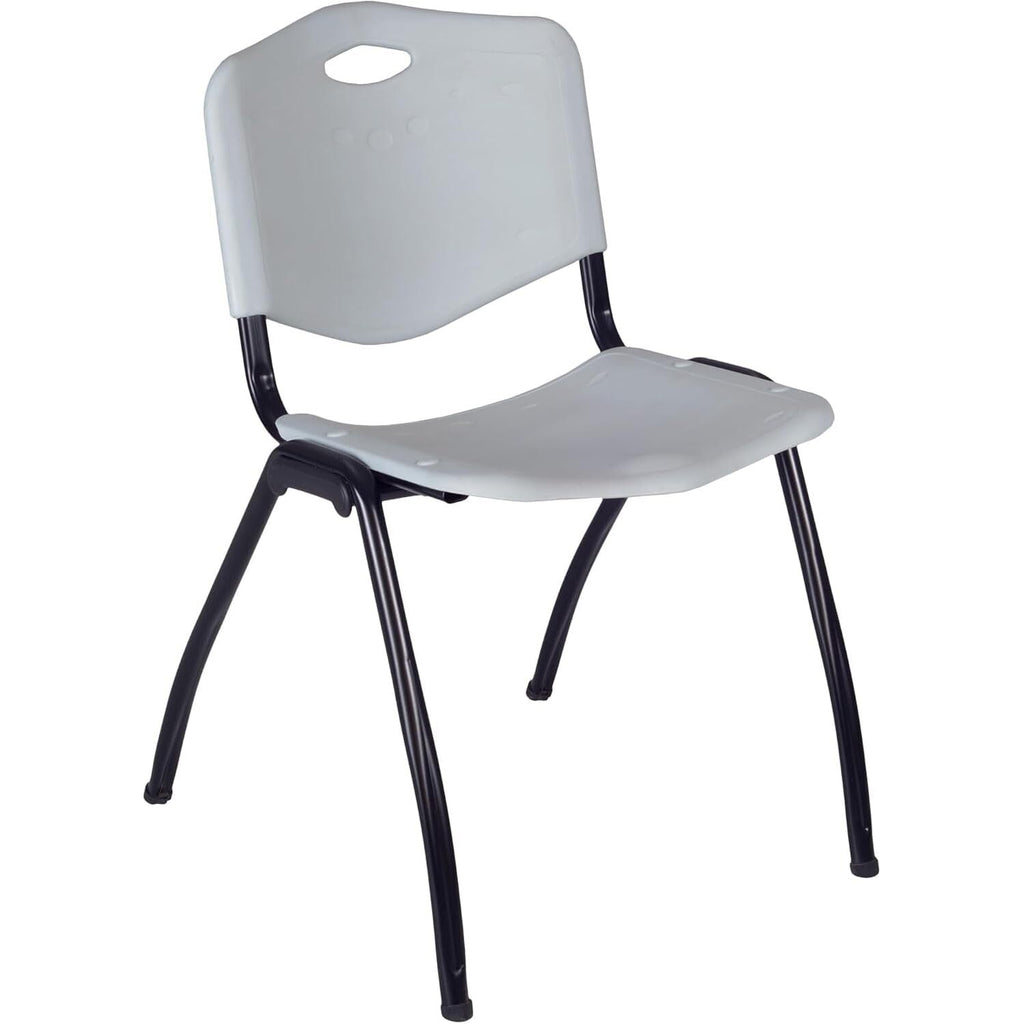 42" Round Breakroom Table with 4 Grey Stack Chairs A729316