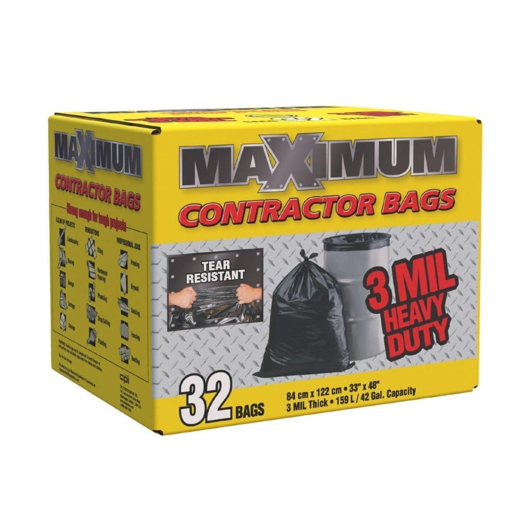 Heavy Duty 42-Gallon 3 Mil Black Garbage Bags 32 Counts J30752