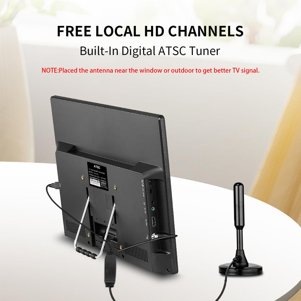14 Inch Portable TV with Rechargeable Battery, ATSC Tuner, USB/HDMI/AV, 12 Volt K26117
