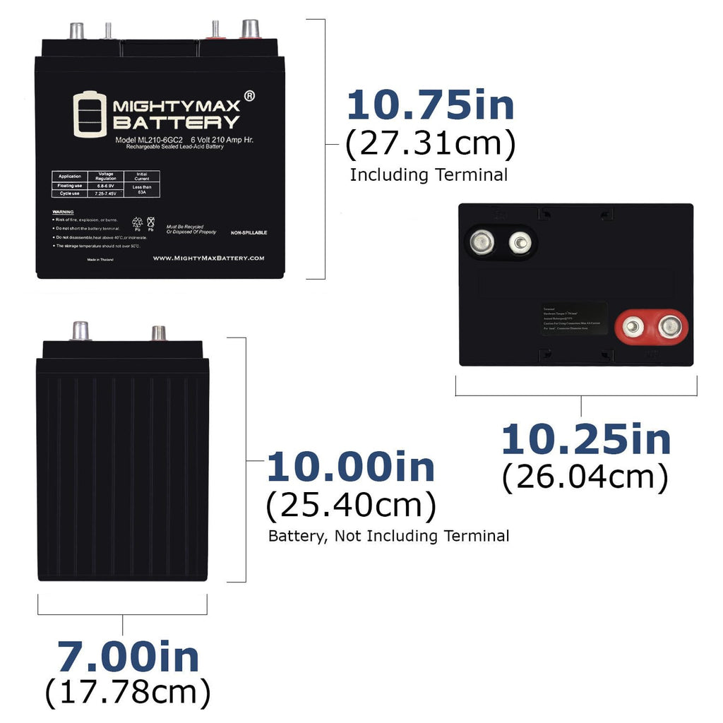6V 210AH Dual Terminal SLA Replacement Battery 4 Pack J45195