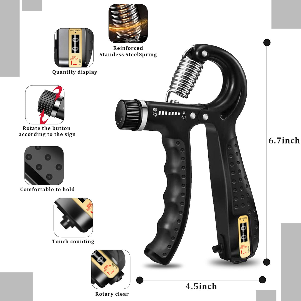 5 Pack Adjustable Hand Grip Strengthener J31873