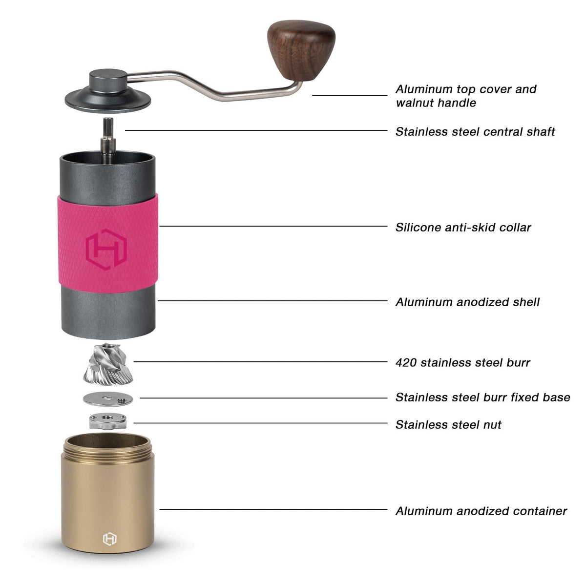 Manual Coffee Grinder 30g CNC Stainless Steel Conical Burr Q32007