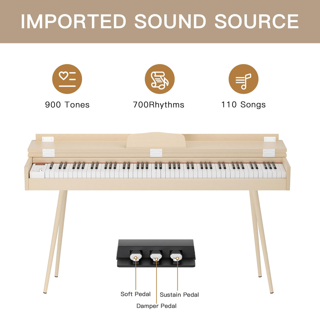 88-Key Weighted Digital Piano with 3-Pedal and Stand W495057