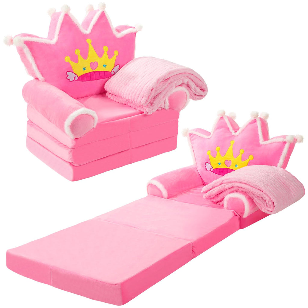 Pink 2 in 1 Fold Out Couch Set with Flannel Blanket K3373