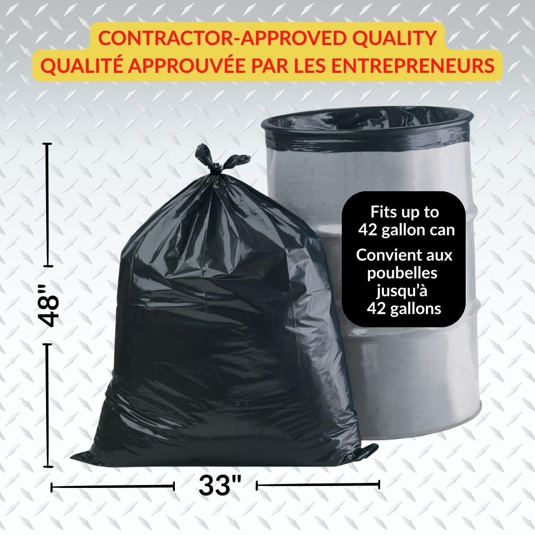 Heavy Duty 42-Gallon 3 Mil Black Garbage Bags 32 Counts J30752
