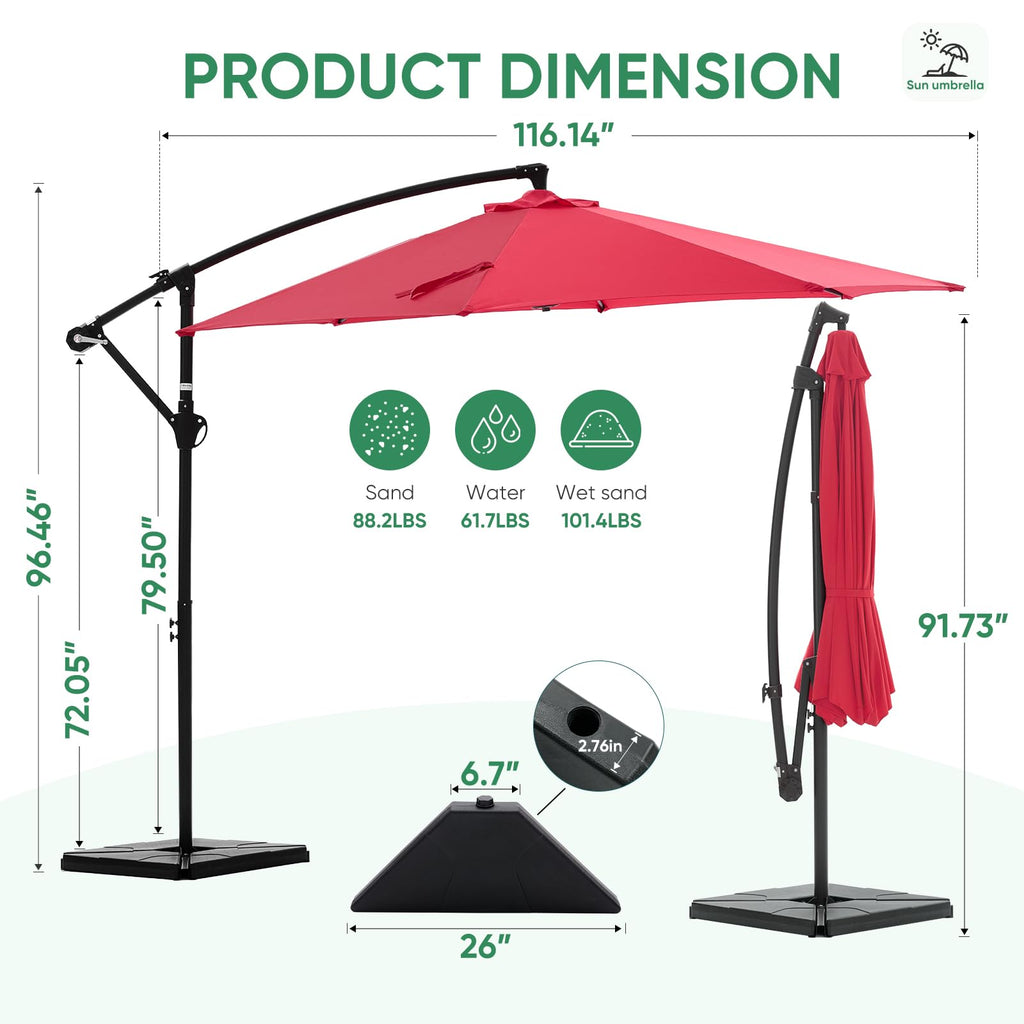 10FT Cantilever Patio Umbrella Y884
