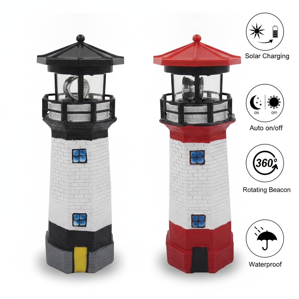 Solar Lighthouse Rotating Beacon Light P777