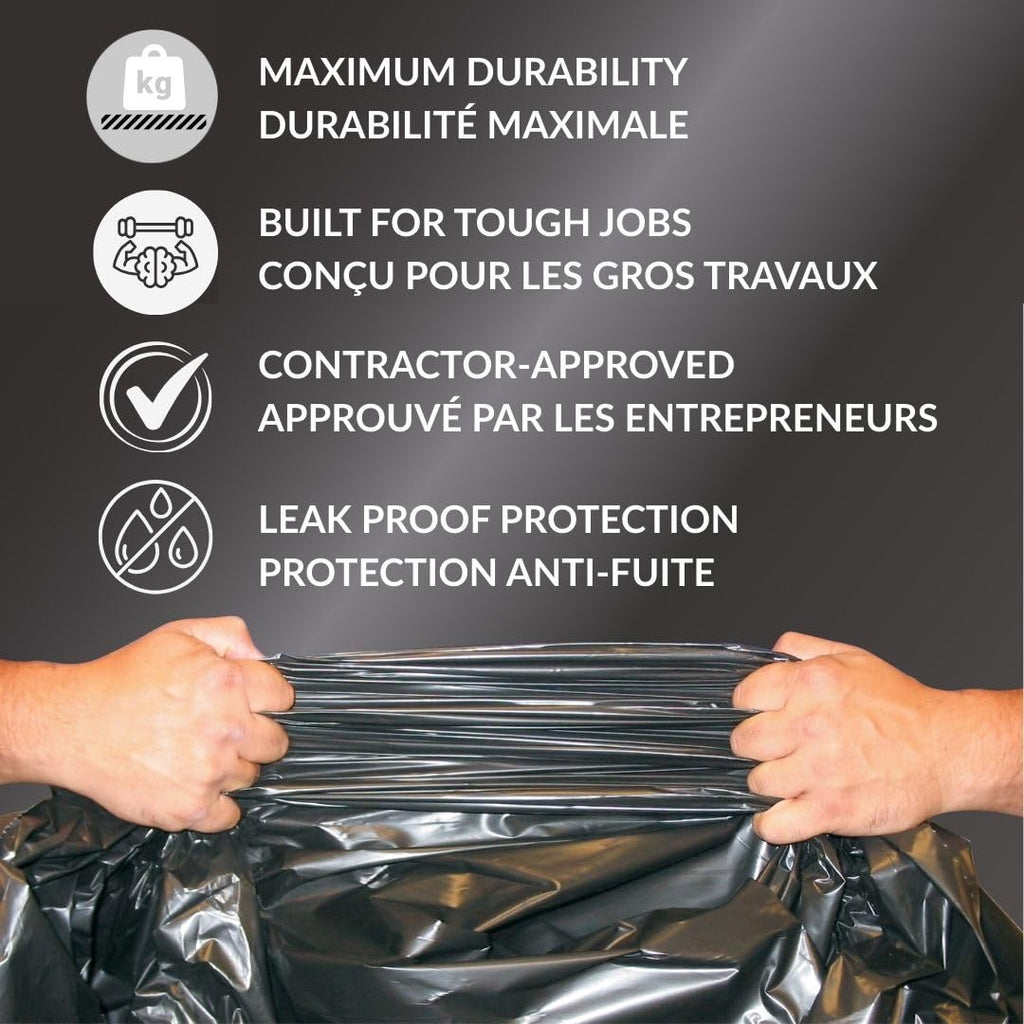 Heavy Duty 42-Gallon 3 Mil Black Garbage Bags 32 Counts J30752