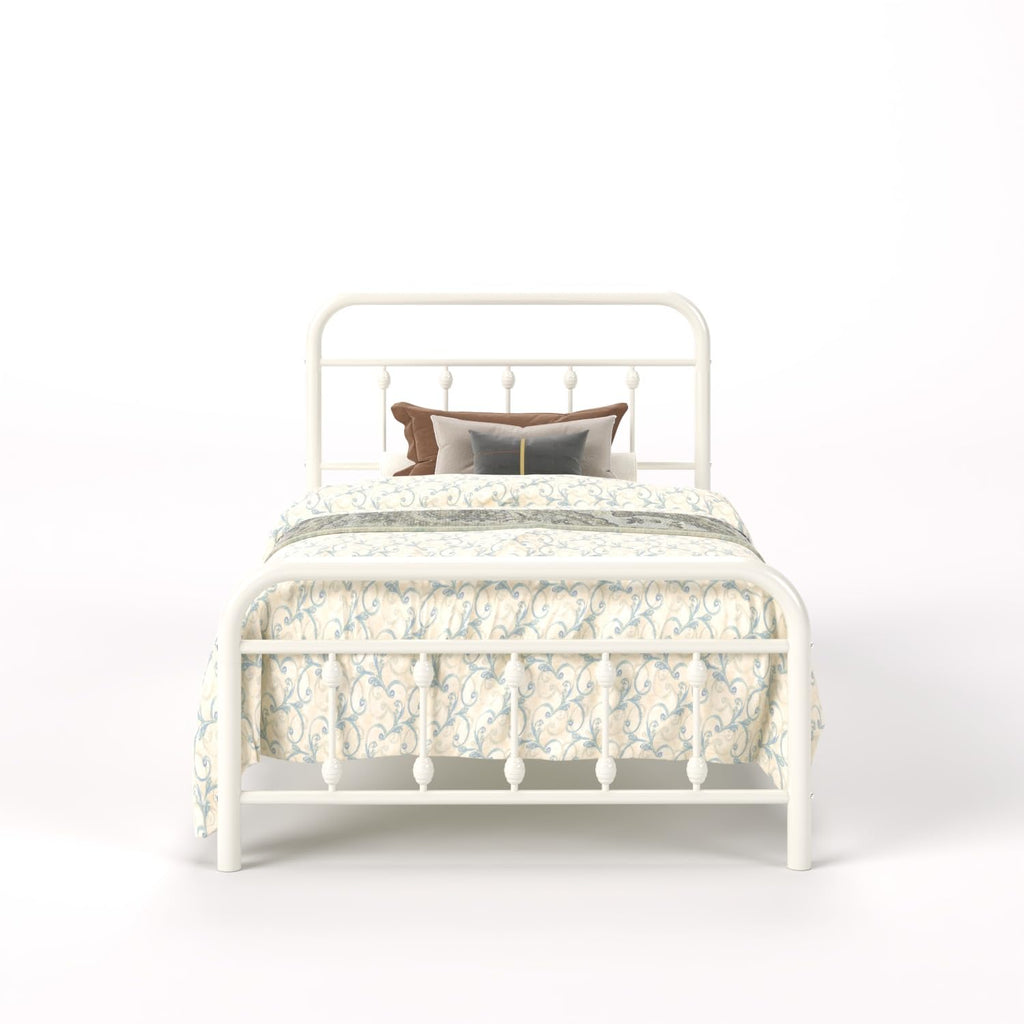 Twin Metal Bed Frame with Victorian Iron-Art Headboard K815