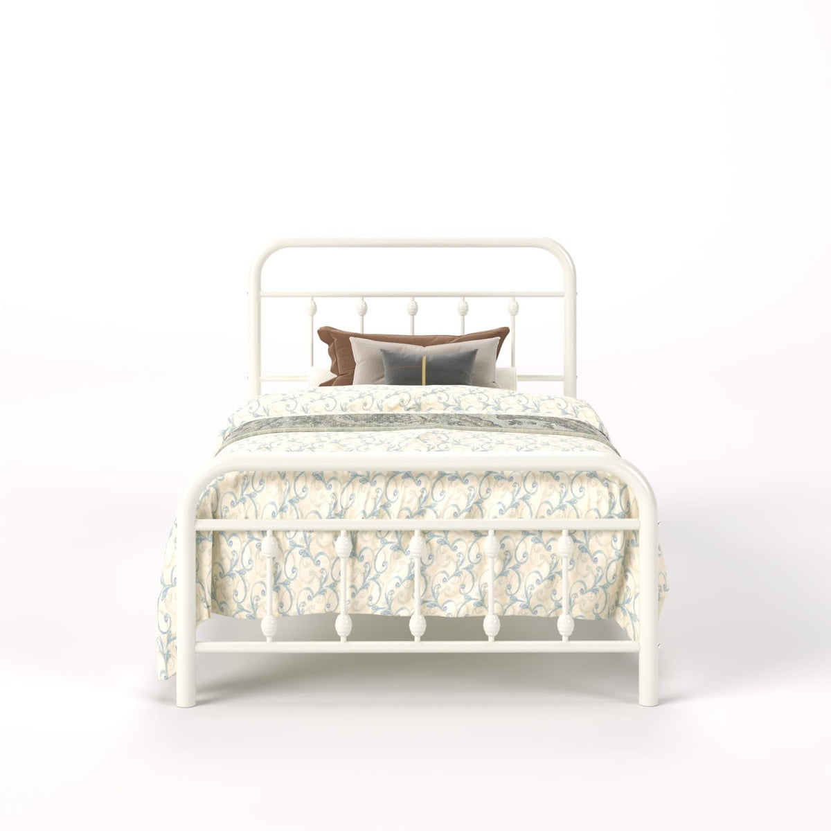 Twin Metal Bed Frame with Victorian Iron-Art Headboard K815
