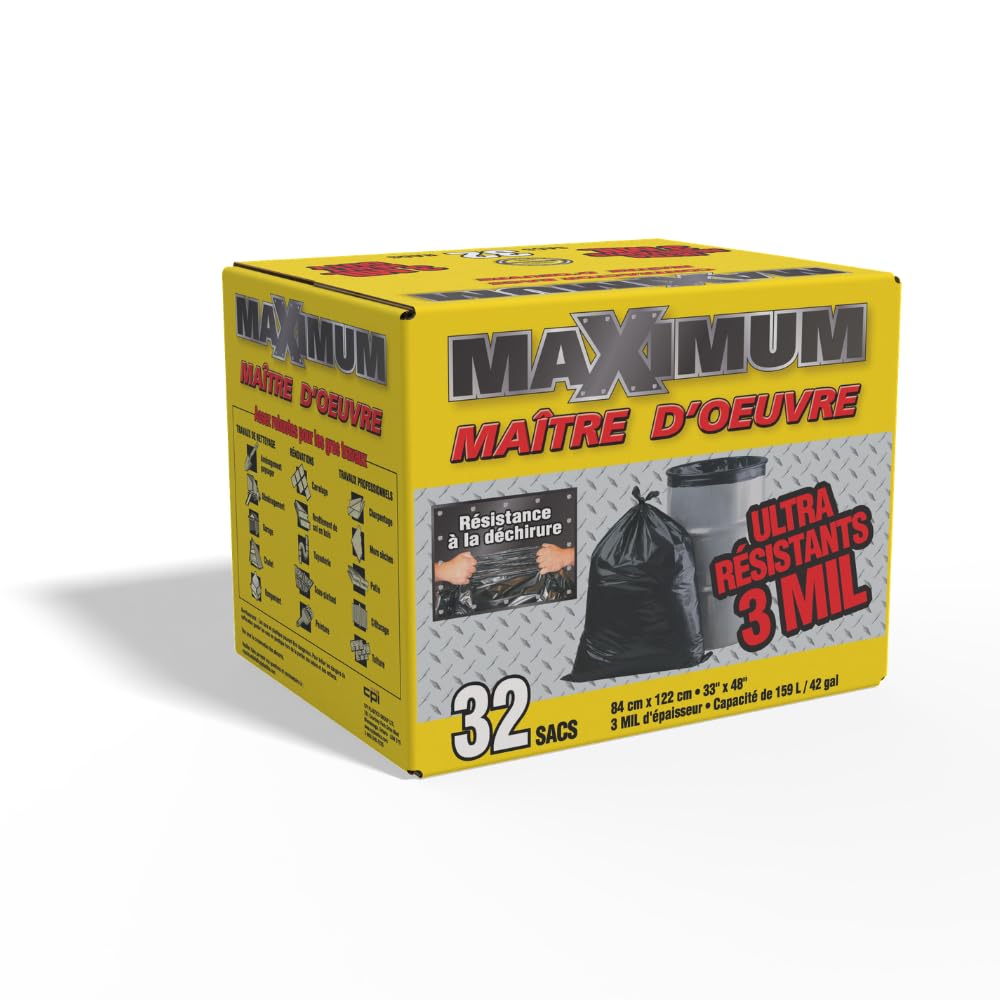 Heavy Duty 42-Gallon 3 Mil Black Garbage Bags 32 Counts J30752