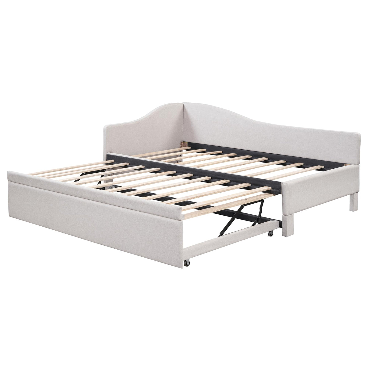 Twin Size Upholstered Linen Daybed with Pop up Trundle H49796