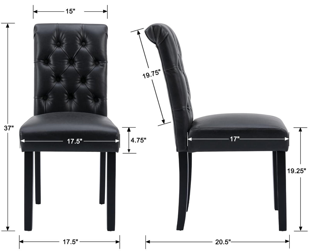 Black Set of 4 PU Leather Tufted Dining Chairs V893445