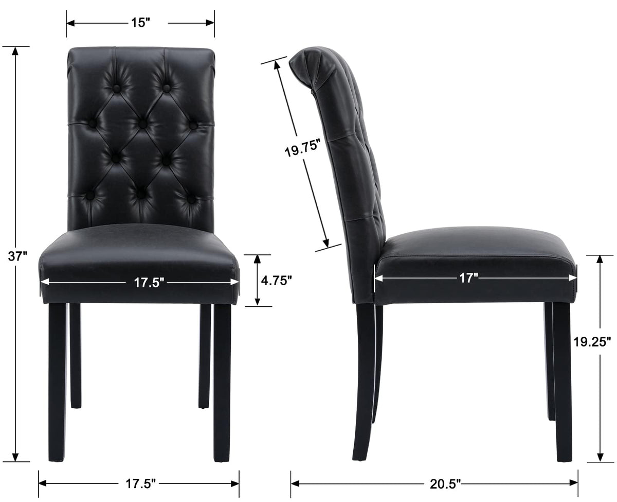 Black Set of 4 PU Leather Tufted Dining Chairs V893445