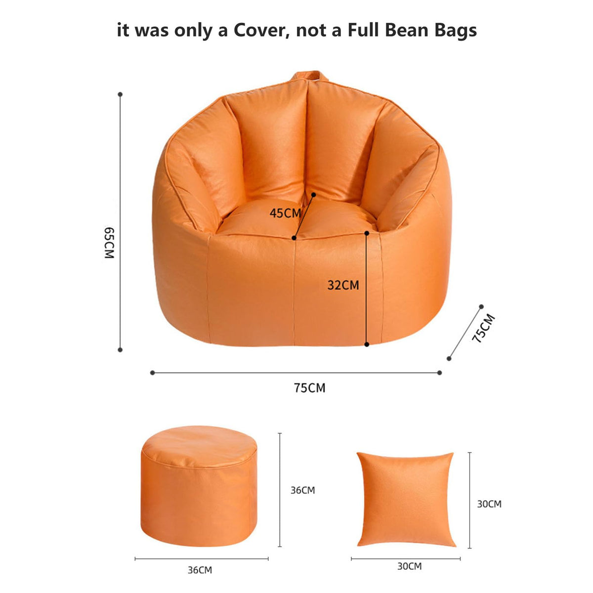 Yellow Bean Bag Chair Cover M102635
