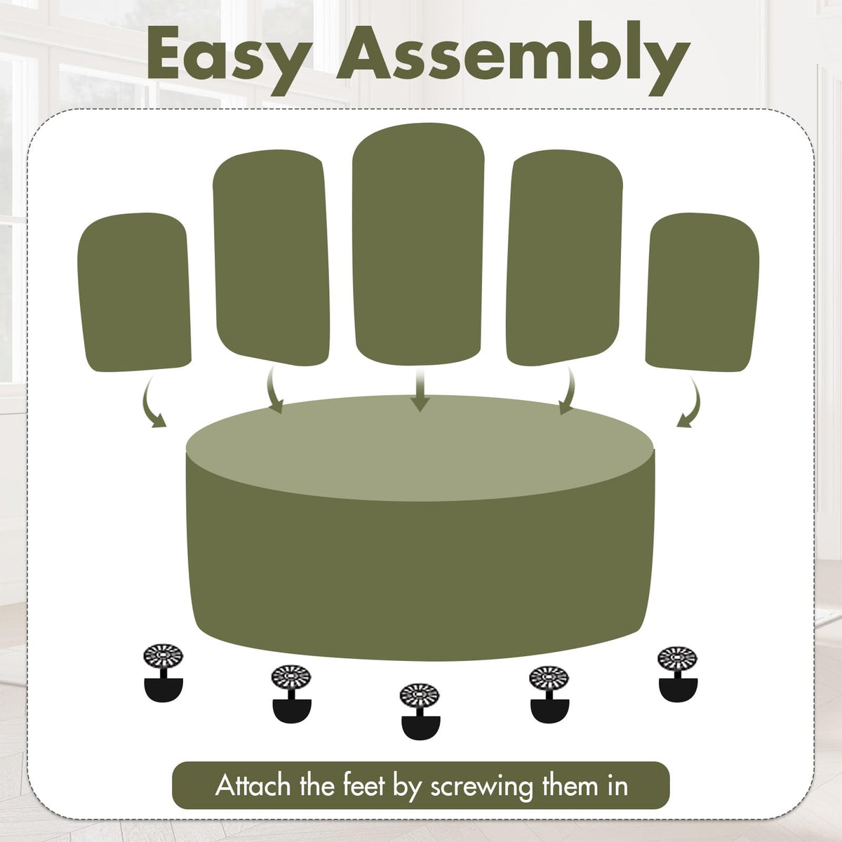 Green Set of 2 Upholstered Barrel Accent Chairs with Solid Wood Base F712311