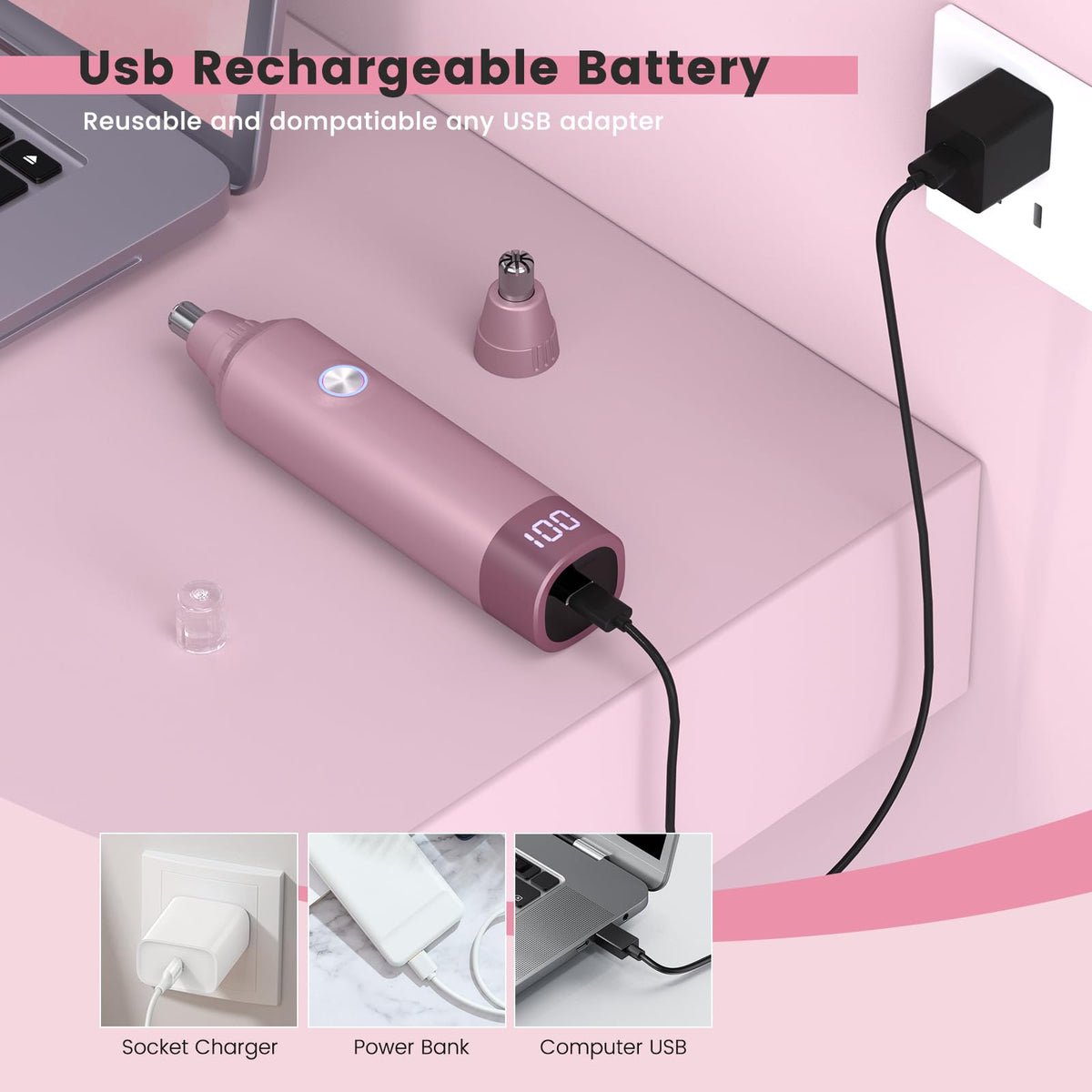USB Rechargeable Electric Ear and Nose Hair Trimmer T68566