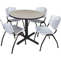 42" Round Breakroom Table with 4 Grey Stack Chairs A729316