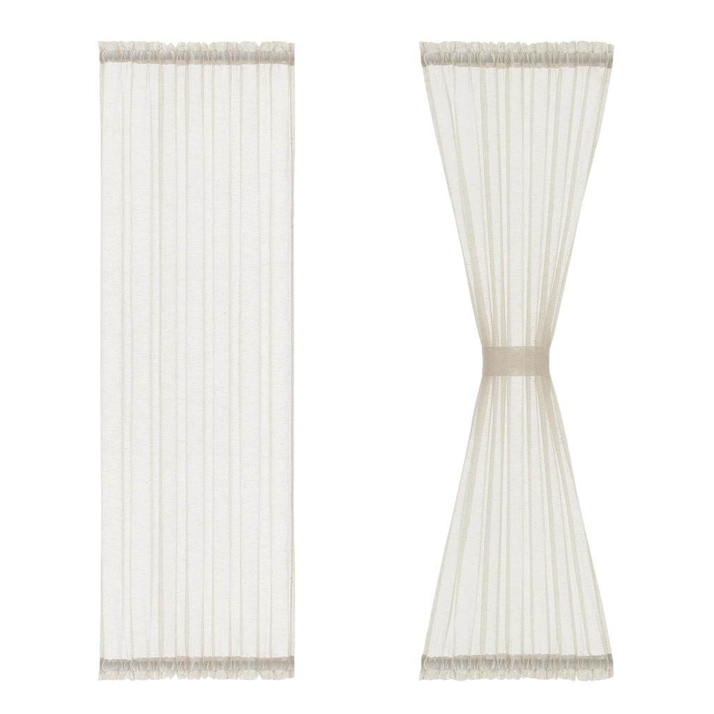 Natural Linen French Door Curtains 25x72 Inch Rod Pocket 2 Panels J6263