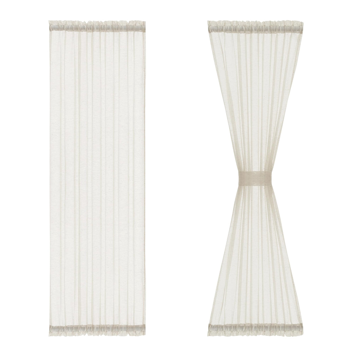 Natural Linen French Door Curtains 25x72 Inch Rod Pocket 2 Panels J6263