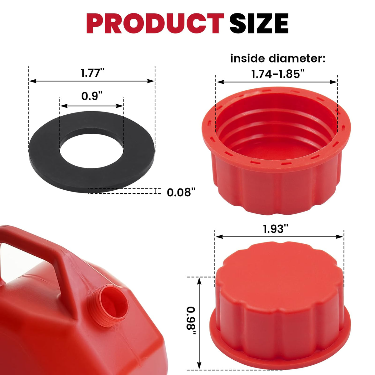 4 Pack 5 Gallon Gas Can Replacement Caps S67584