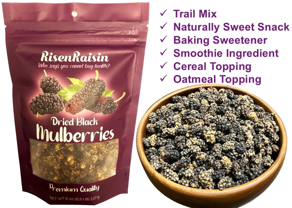Dried Black Mulberries 8 oz No Sugar Added U781353