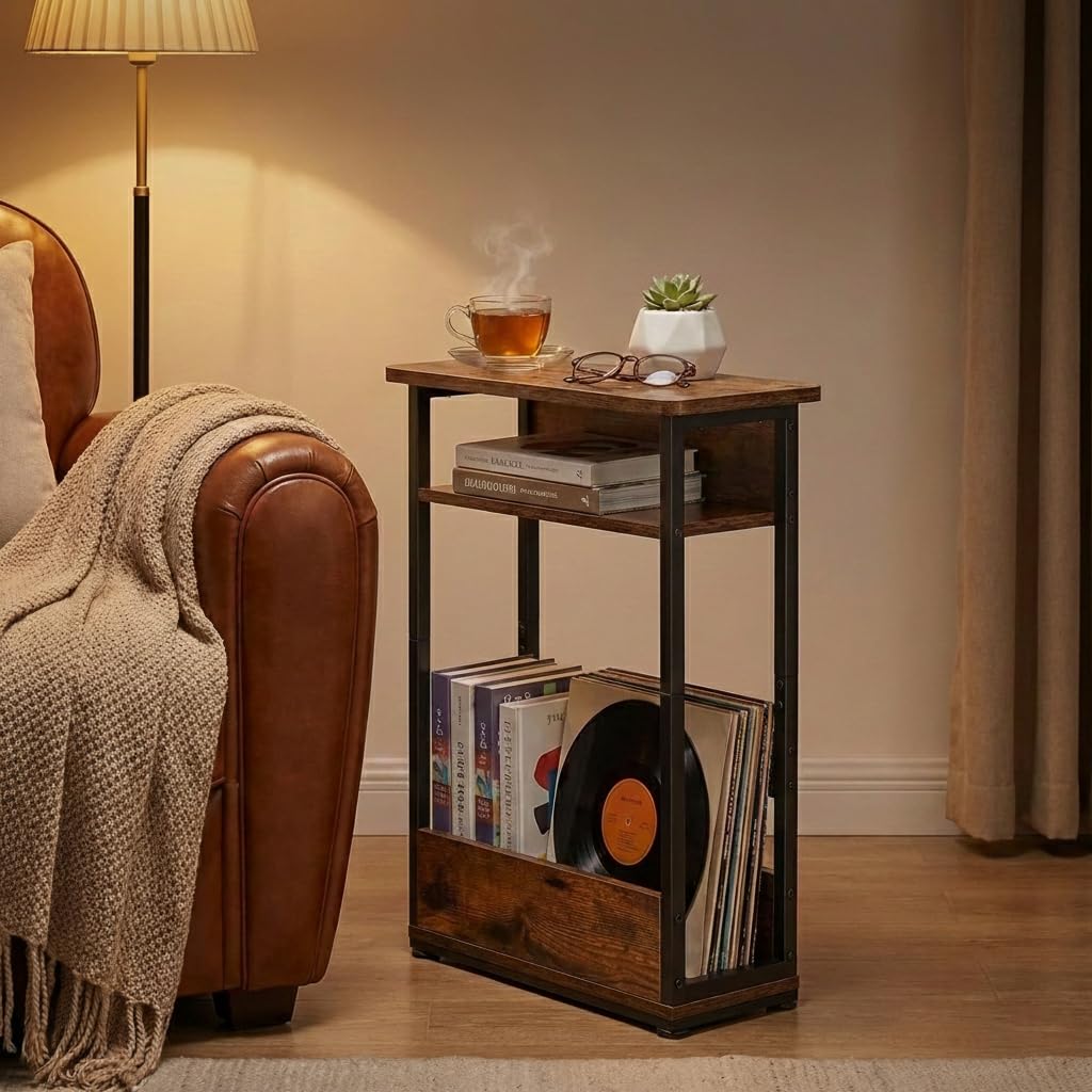 3-Tier Narrow Side Table with Storage Shelf H23582