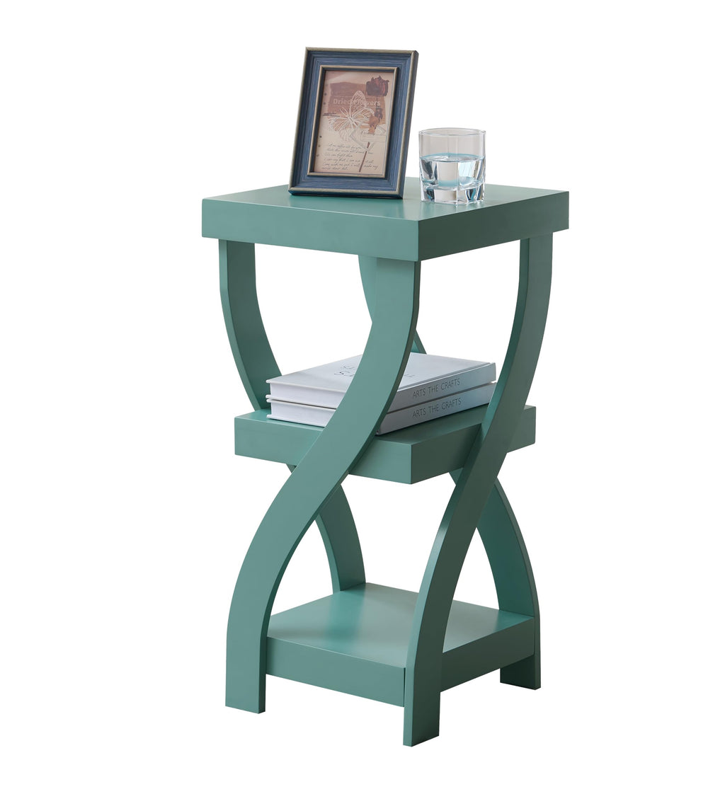 3-Tier Twisted Wood End Table with Open Storage Shelves M3887