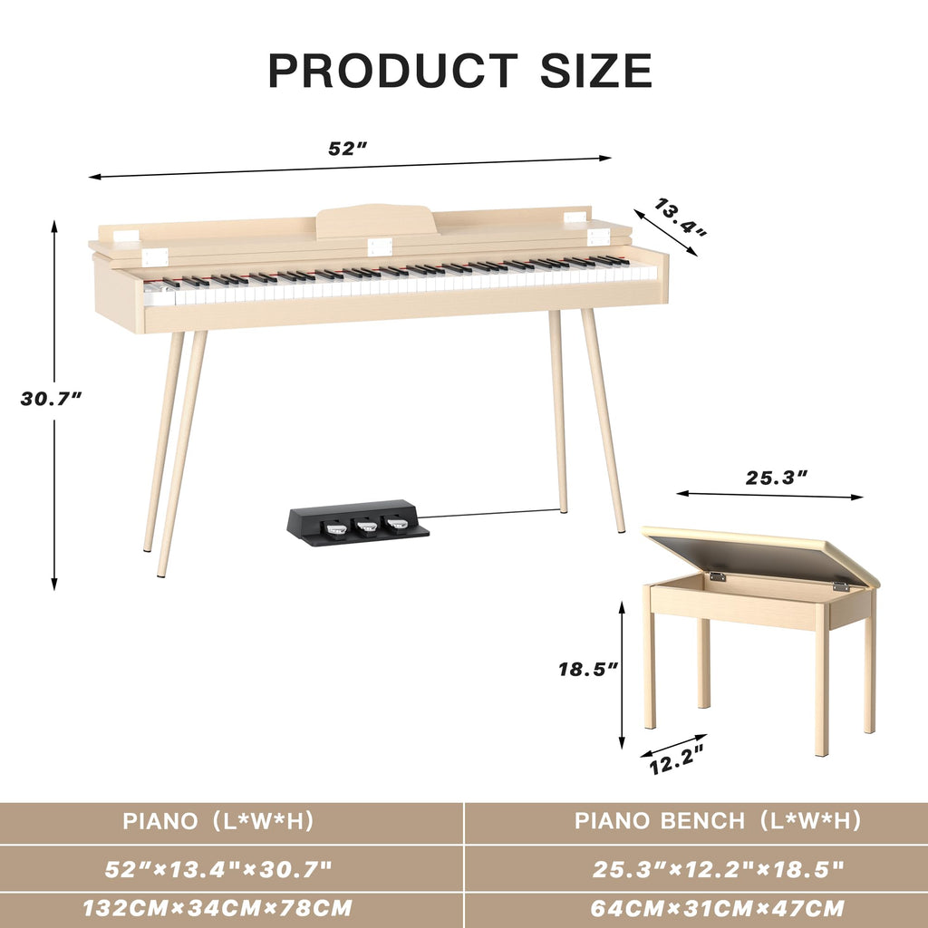 88-Key Weighted Digital Piano with 3-Pedal and Stand W495057