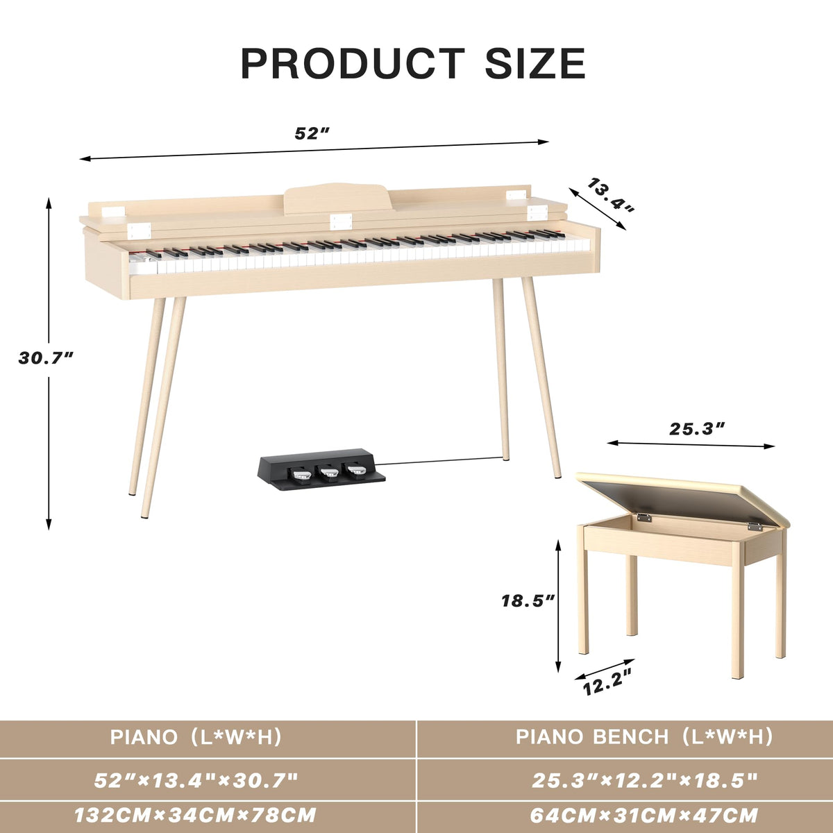 88-Key Weighted Digital Piano with 3-Pedal and Stand W495057