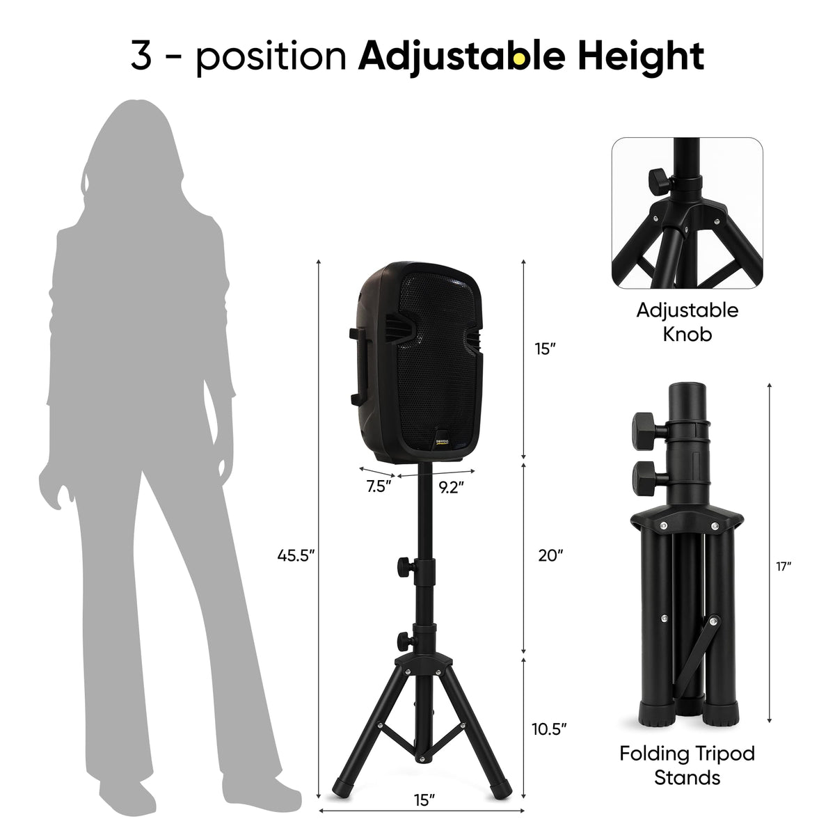 8-Inch Bluetooth PA Speaker Set with Stands and Cable H587