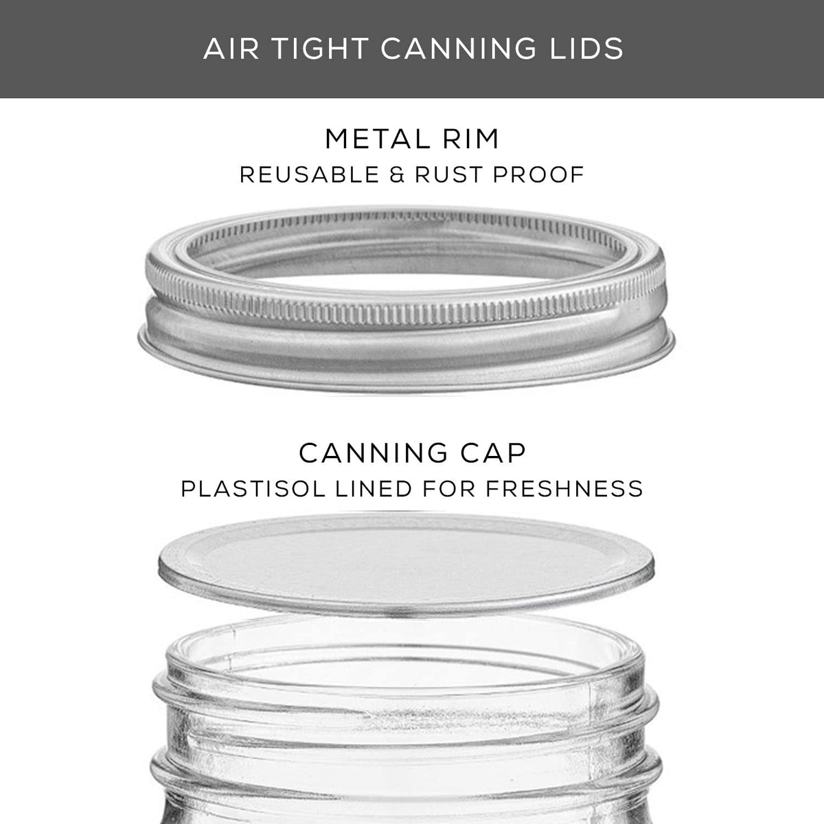 16 Oz 6-Pack Wide Mouth Glass Mason Jars with Lids D6270
