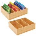 Bamboo 3 Section Stackable Pantry Organizer Bin, 2 Pack O254505