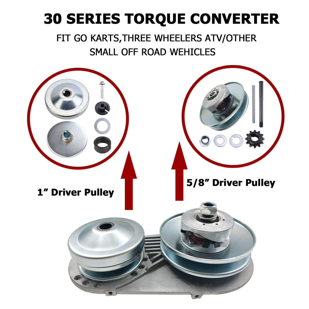 1 Inch Torque Converter Go Kart Pulley Kit with 10T #40 41 and 12T #35 Sprocket Y36589