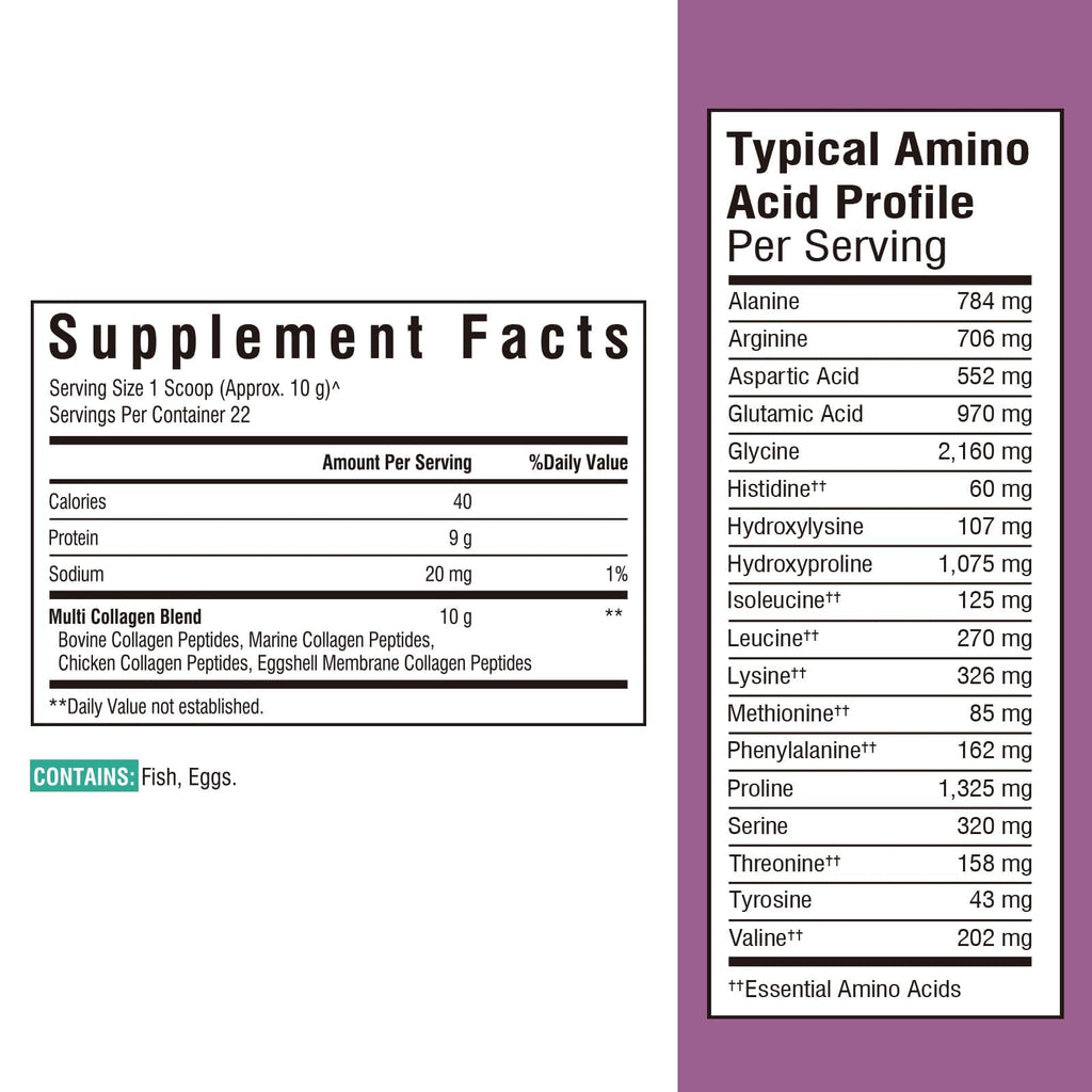 Multi Collagen Peptides Powder Type I II III V X Unflavored 8oz N2313