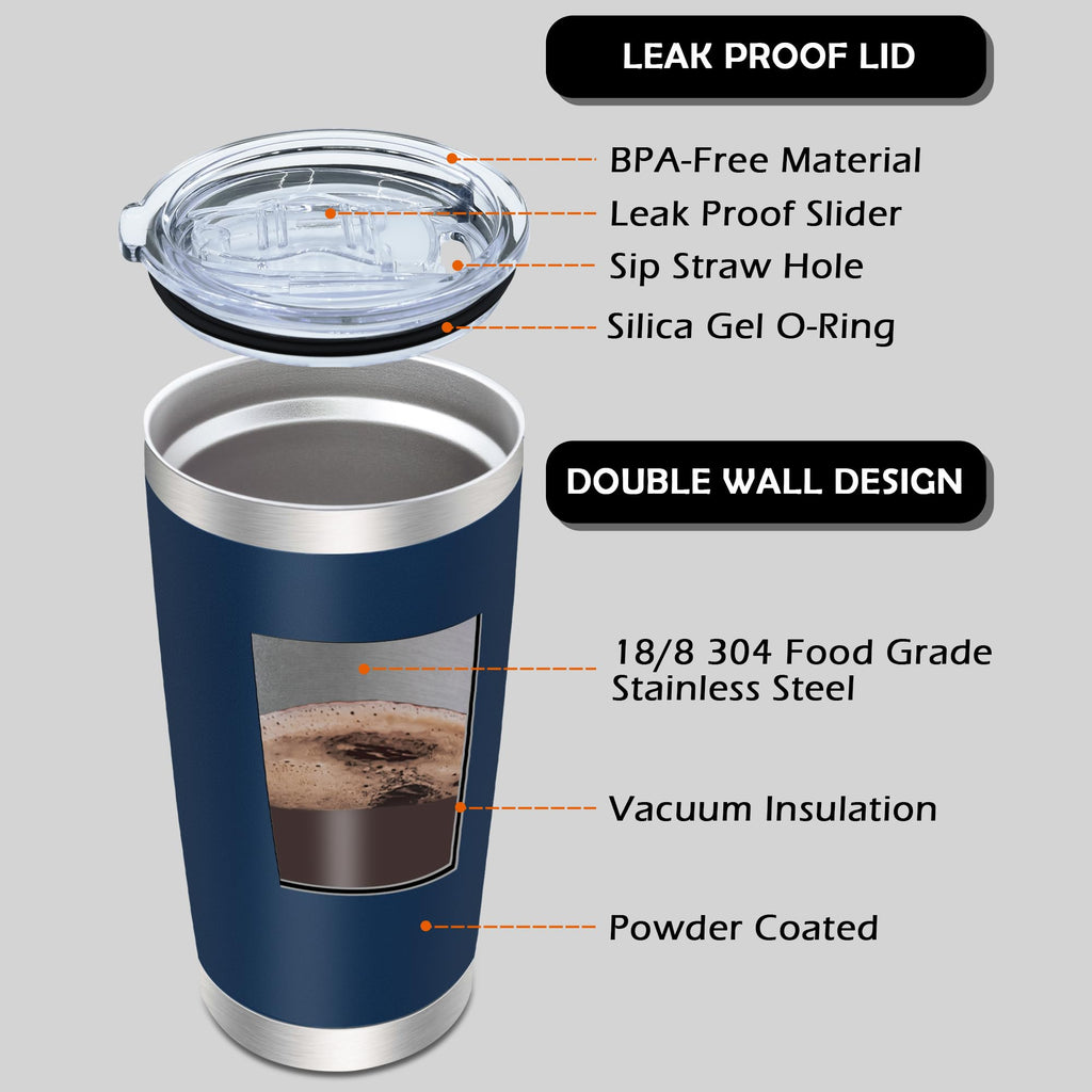 20oz Insulated Stainless Steel Tumbler with Lid Navy Z863891