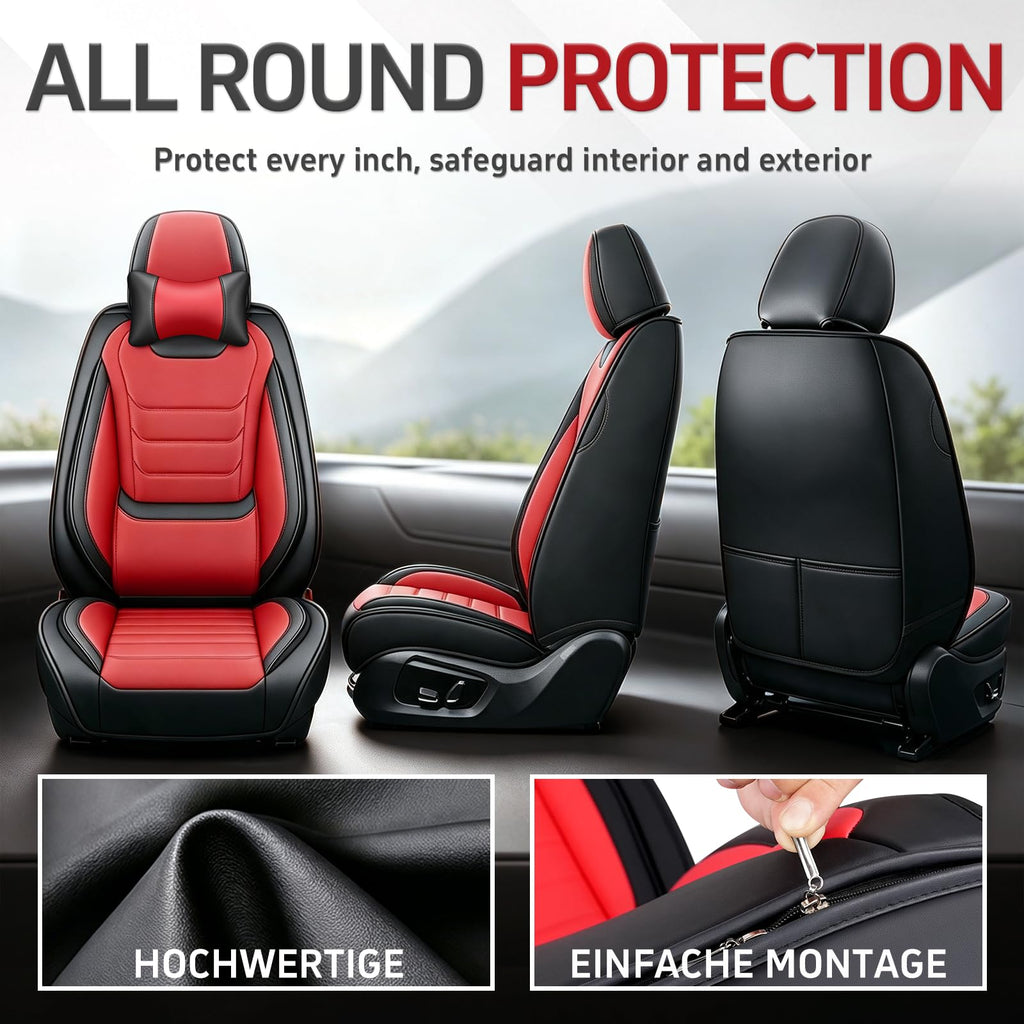 Black Red Seat Covers Full Set R347