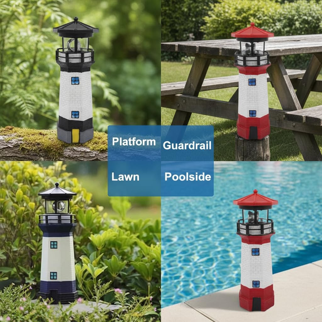 Solar Lighthouse Rotating Beacon Light P777