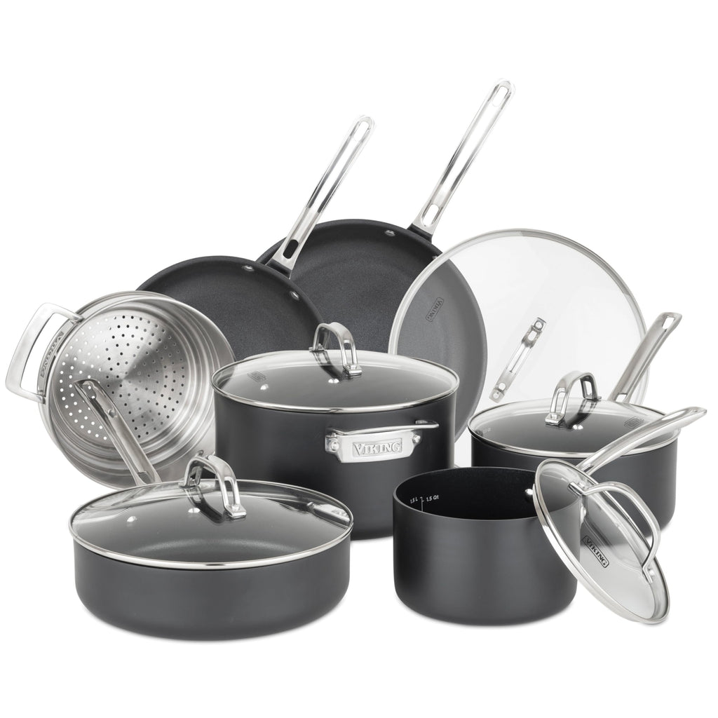 12 Piece Non Stick Hard Anodized Cookware Set with Glass Lids K695292