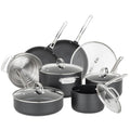 12 Piece Non Stick Hard Anodized Cookware Set with Glass Lids K695292