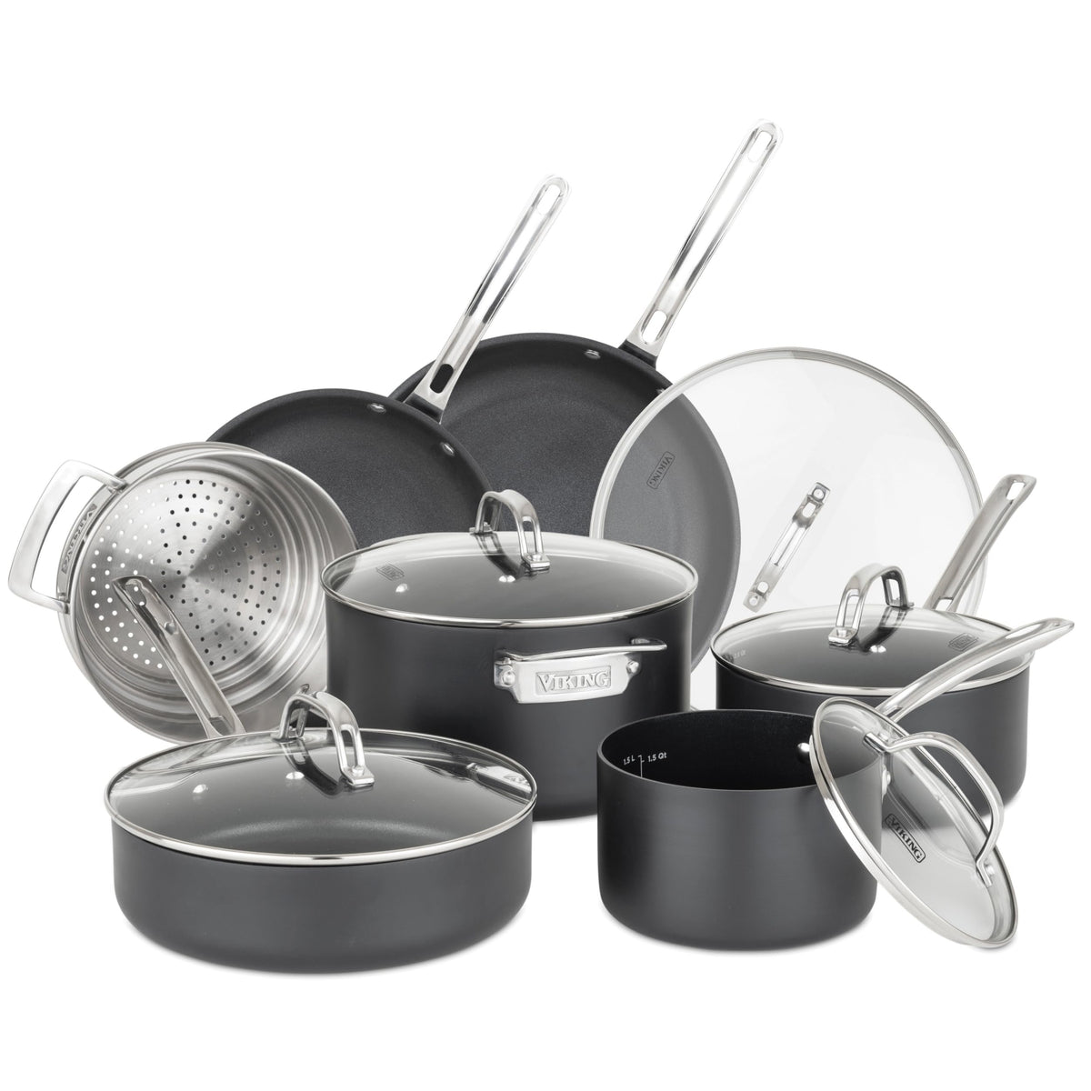 12 Piece Non Stick Hard Anodized Cookware Set with Glass Lids K695292