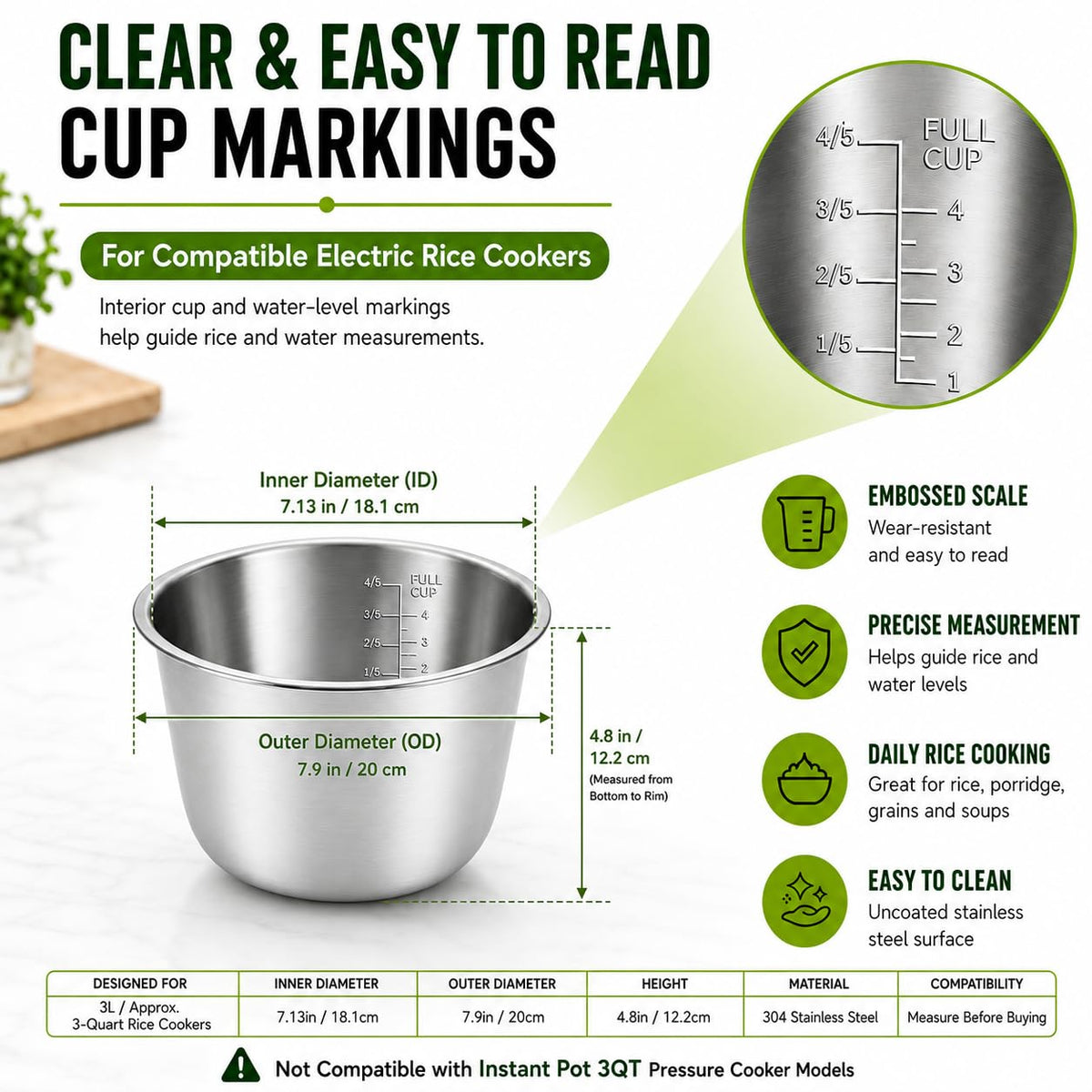 Stainless Steel Replacement Inner Pot Bowl Q96517
