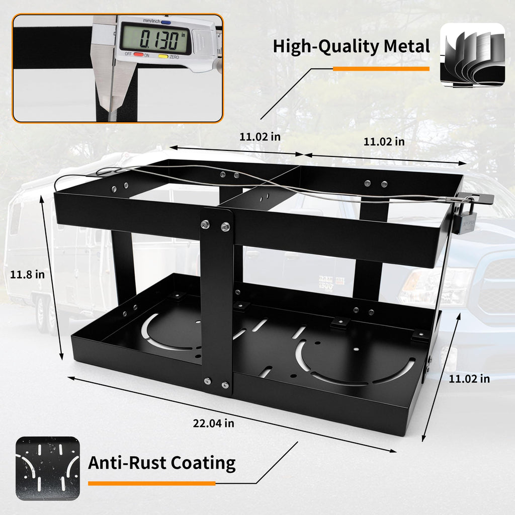 Gas Can Rack with Lock Cable and Rubber Pads S5262