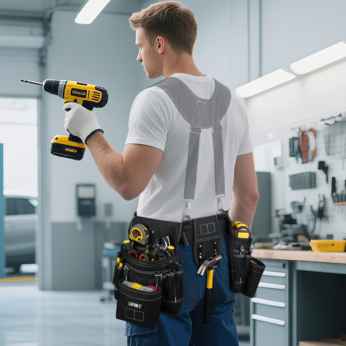 Tool Belt with 4 D-Rings, 27-Pockets P1169