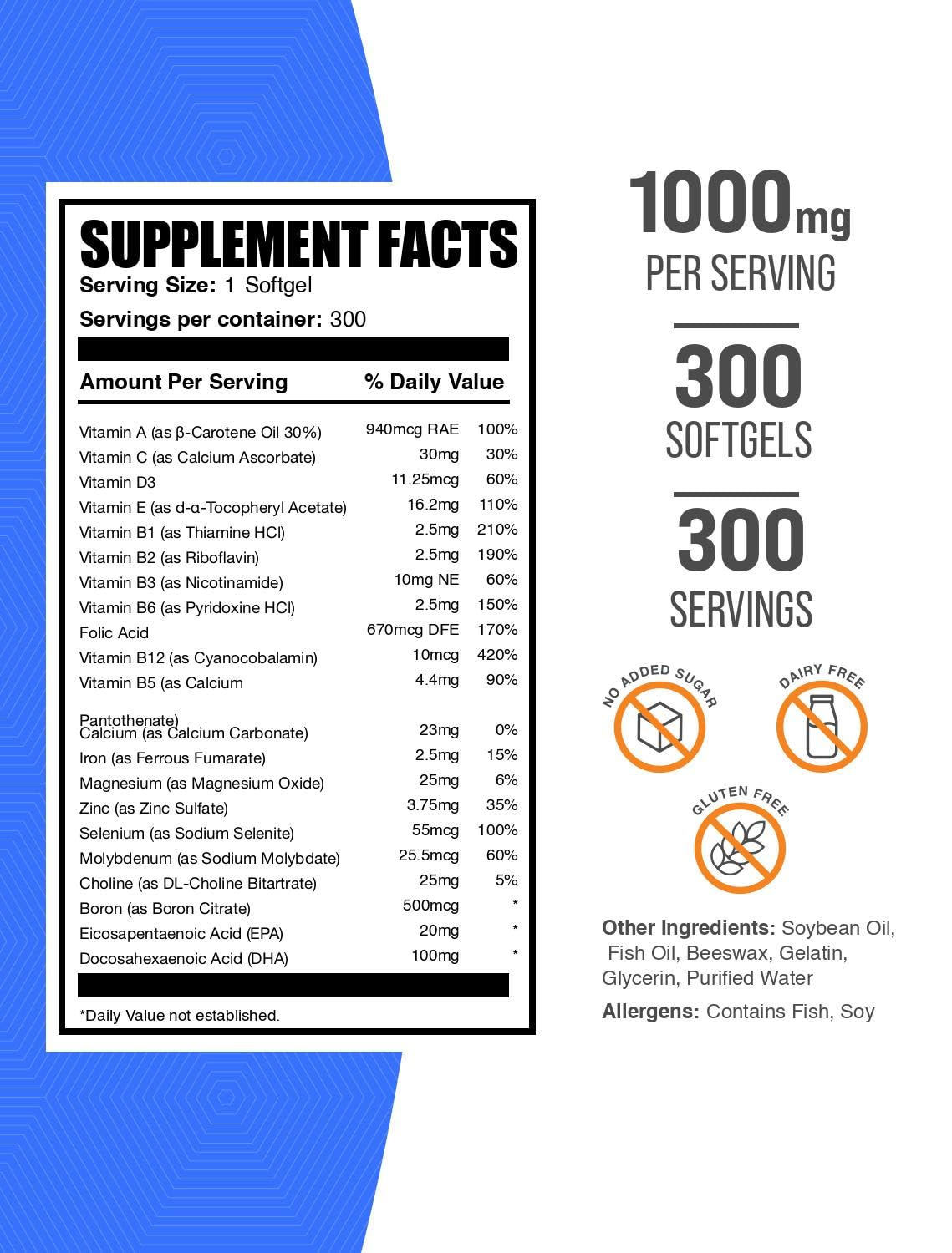 Multivitamin Softgels Gluten Free 300 Count M758718