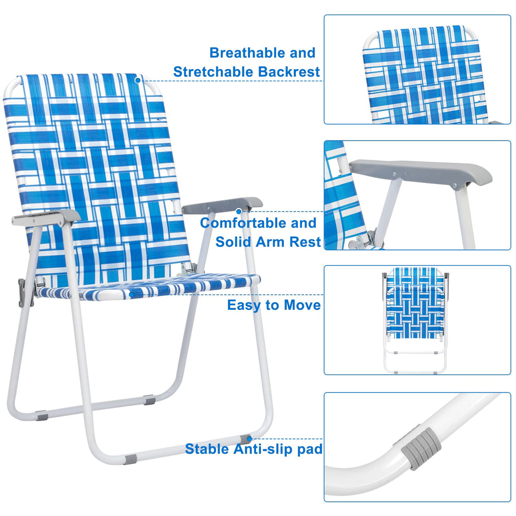 2 Pcs Webbed Folding Beach Chair P528