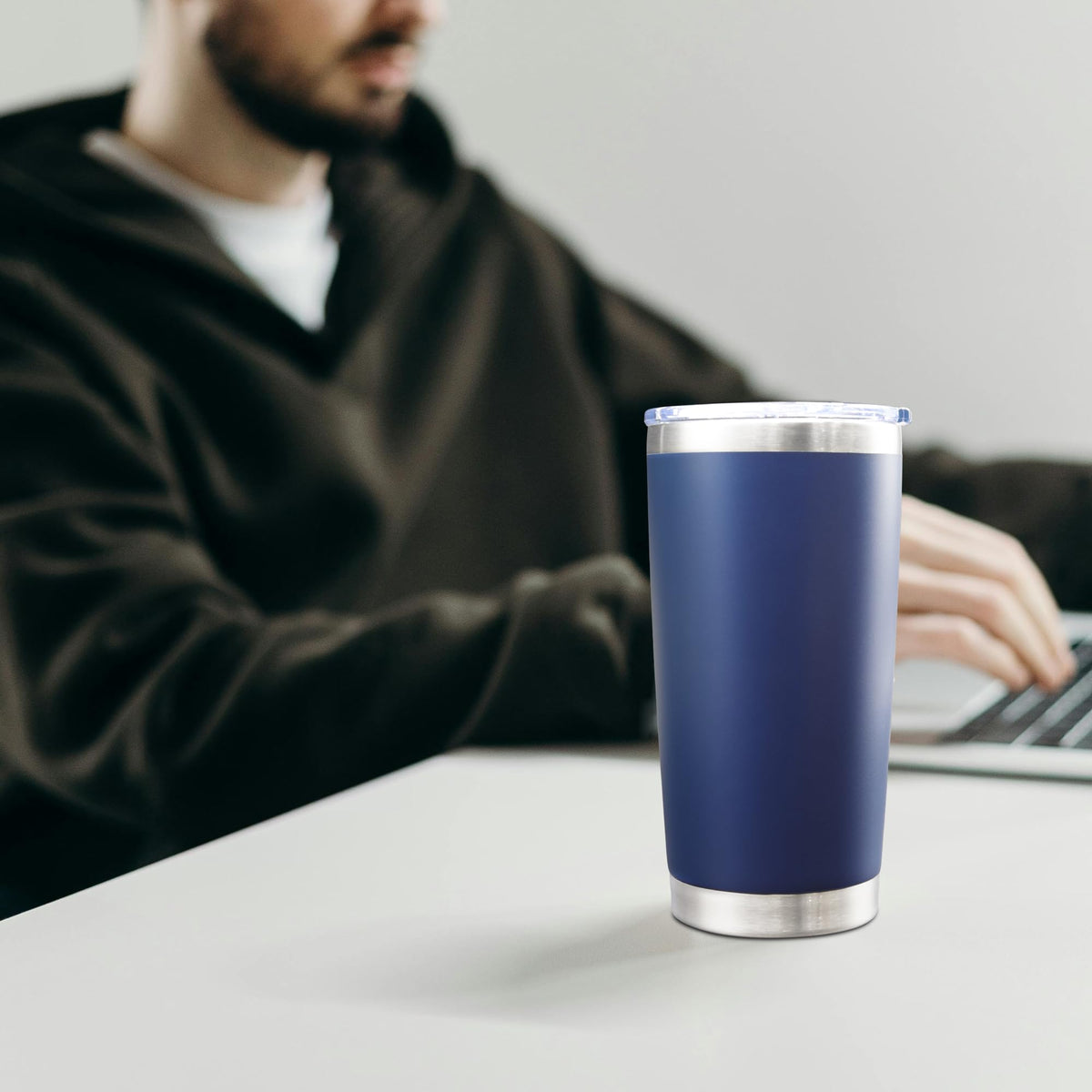 20oz Insulated Stainless Steel Tumbler with Lid Navy Z863891